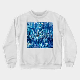 Pause - blue square abstract painting Crewneck Sweatshirt